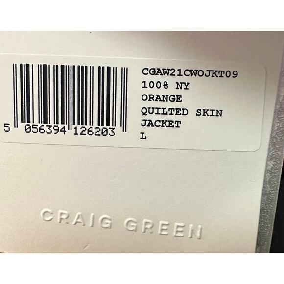 Craig Green Quilted Skin Jacket Orange Size Large New with tags - Picture 5 of 9